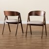 Baxton Studio Danton Mid-Century Beige Fabric Upholstered and Walnut Brown Finished Wood Dining Chair Set(2PC) PR 191-2PC-11704-ZORO